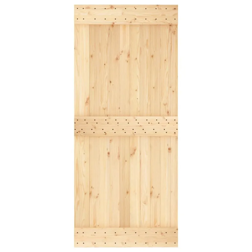 Certifié NF Porte coulissante et kit de quincaillerie 90x210 cm pin massif