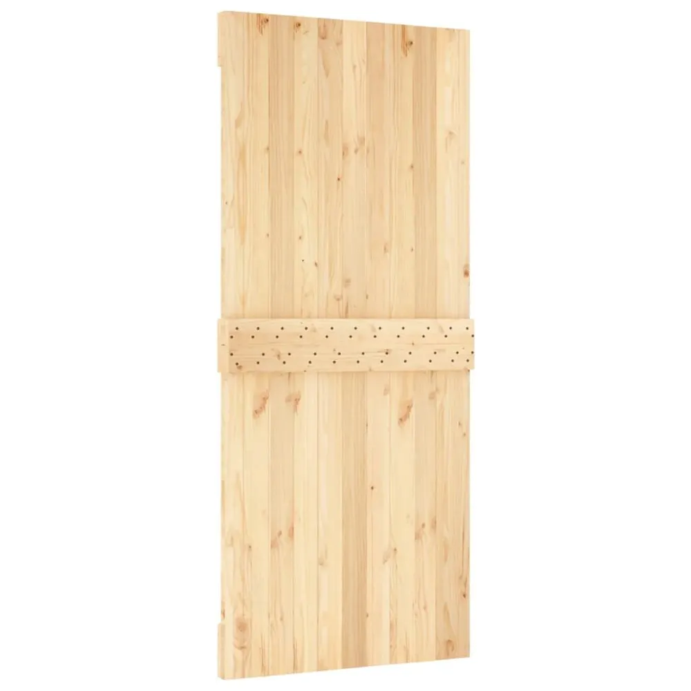 Certifié NF Porte coulissante et kit de quincaillerie 90x210 cm pin massif