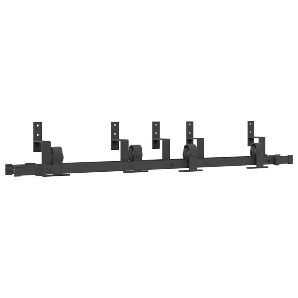 Charnière à vis cachée Kit de quincaillerie de porte coulissante 152,5 cm acier noir