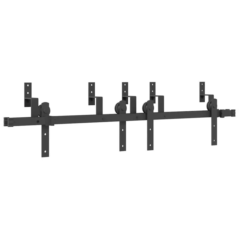 Kit de quincaillerie de porte coulissante 152,5 cm acier noir Kit d'installation complet