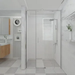 Paroi de douche 115 cm murale avec entrée facilitée avec un verre fixe et un coulissant hauteur 200 cm