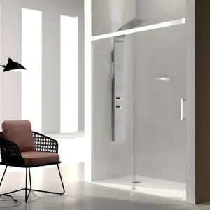Paroi de douche fixe + Porte coulissante GLASÉ profil blanc 175 cm Sans paroi latérale pour portes jusqu'à 40mm
