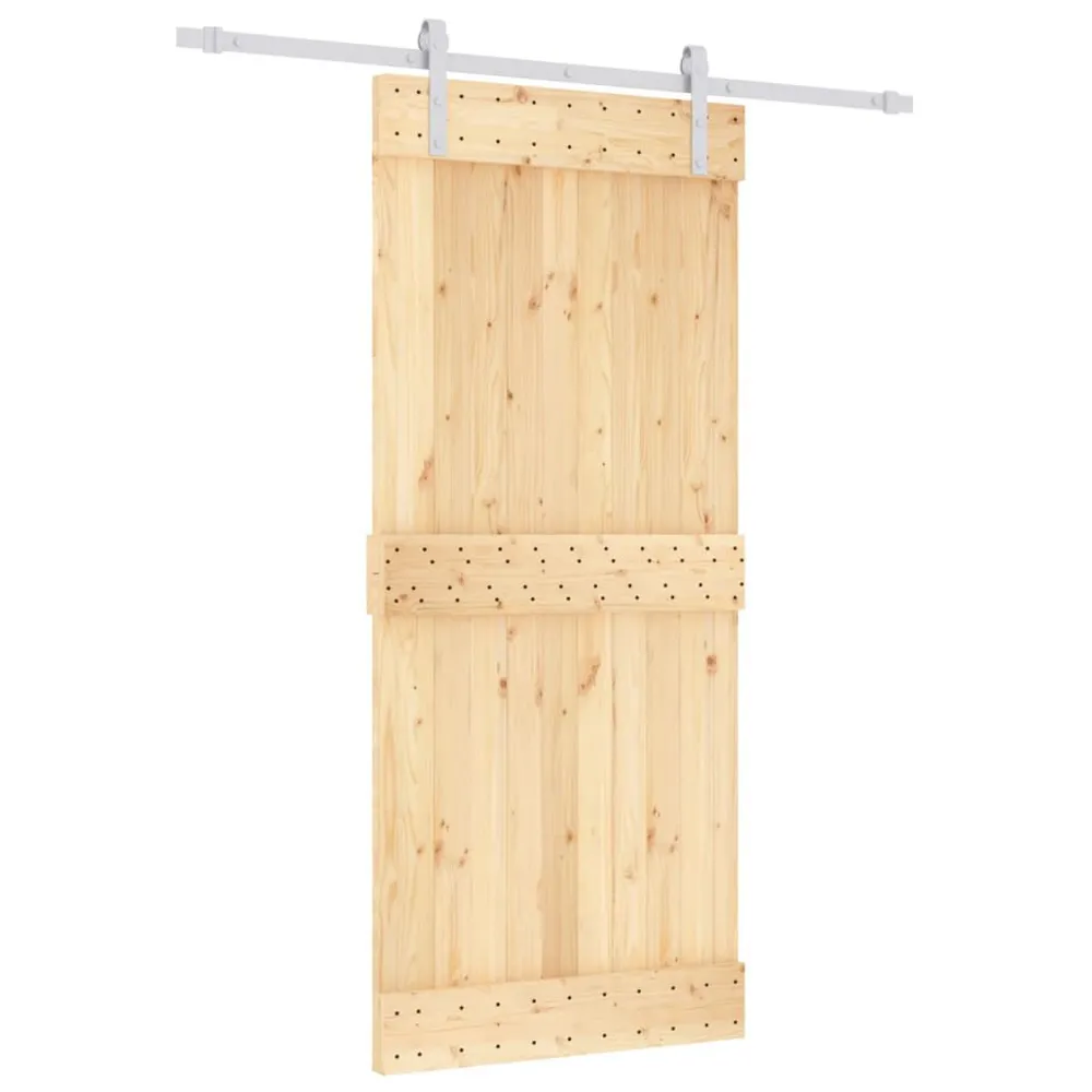 Pêne dormant Porte coulissante et kit de quincaillerie 90x210 cm pin massif
