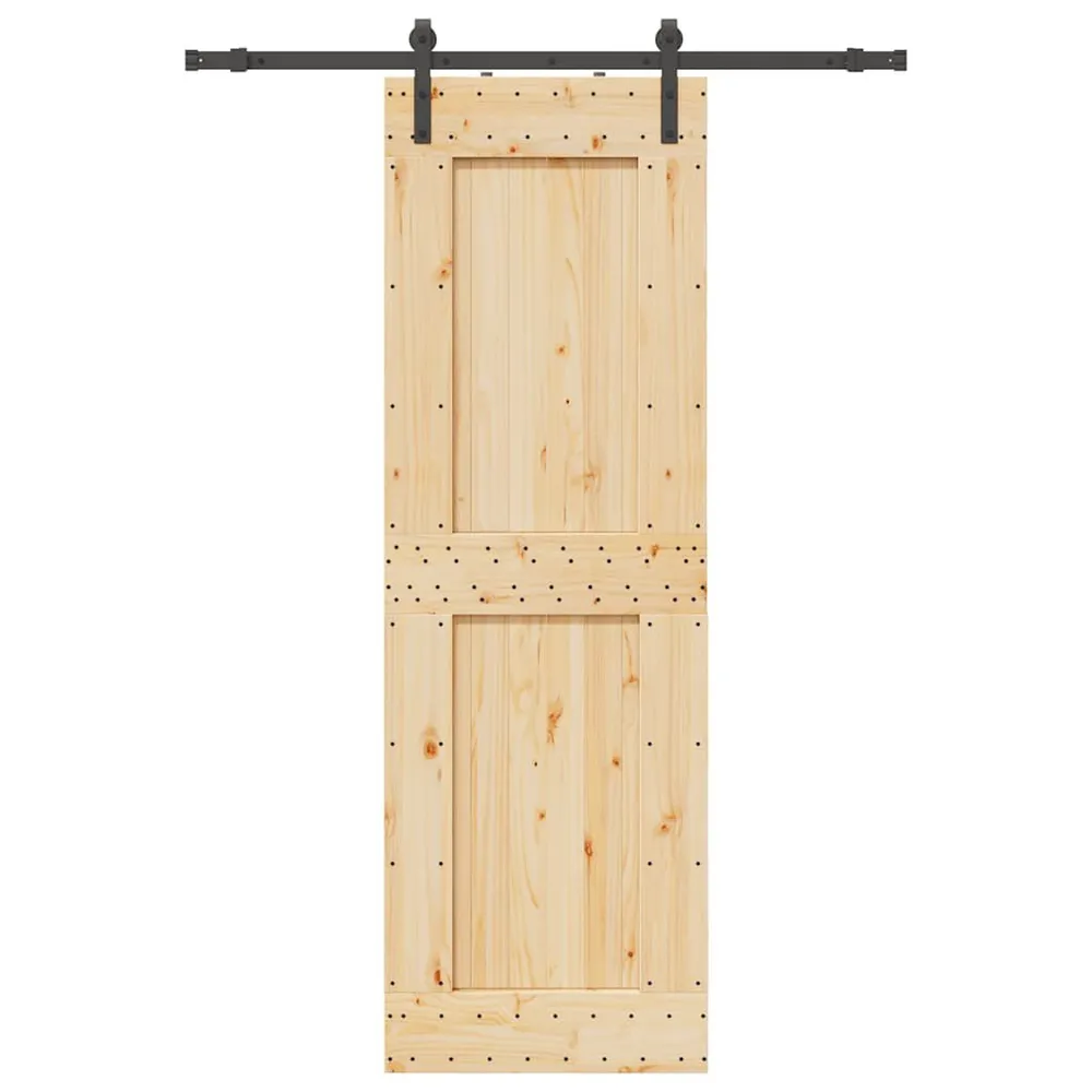 Poignée de porte Porte coulissante et kit de quincaillerie 70x210 cm pin massif