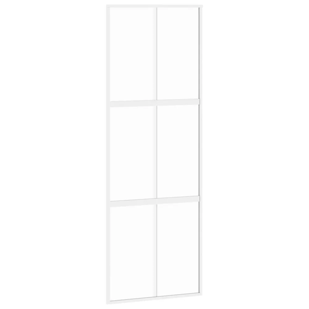 Porte coulissante blanc 76x205 cm verre trempé aluminium avec garniture incluse