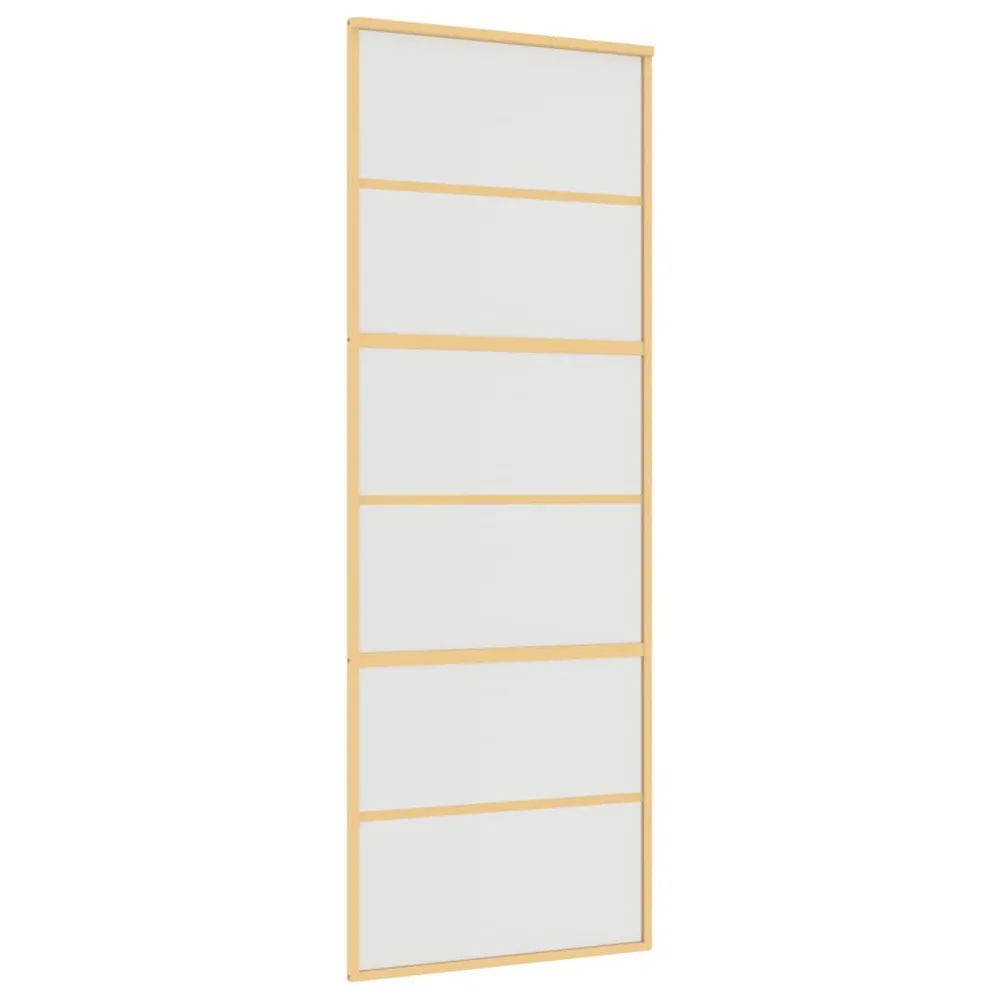 Porte coulissante doré 76x205 cm verre ESG dépoli et aluminium | résistant aux effractions