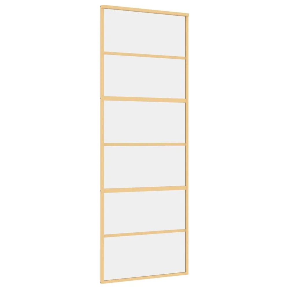 Porte coulissante doré 76x205 cm verre ESG évident et aluminium pour porte intérieure