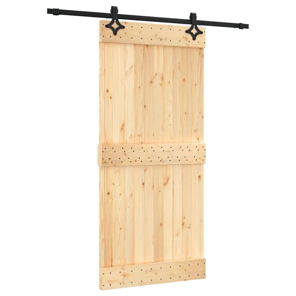 Porte coulissante et kit de quincaillerie 95x210 cm pin massif (norme NF)