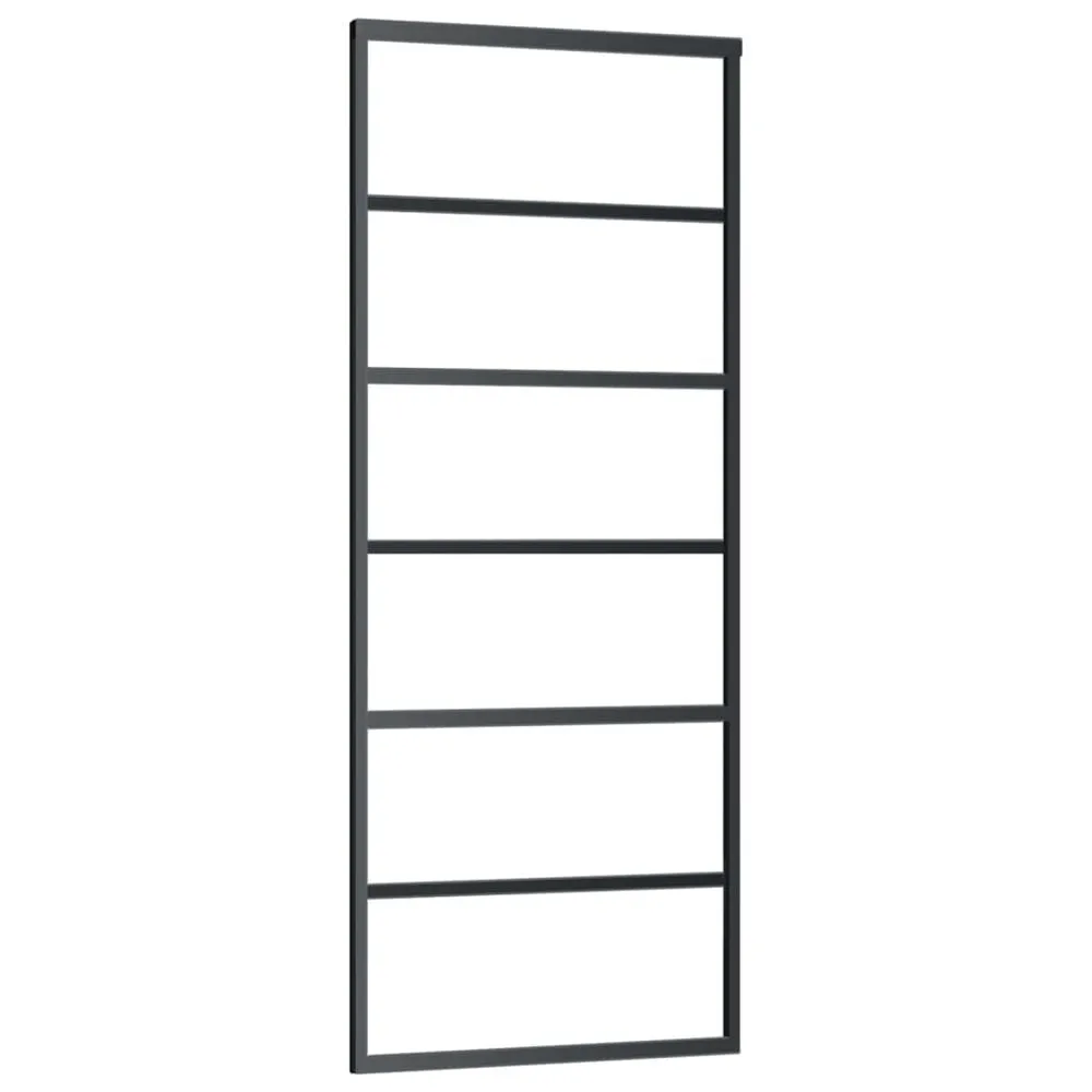 Porte coulissante Verre ESG et aluminium 76x205 cm Noir Kit d'installation complet