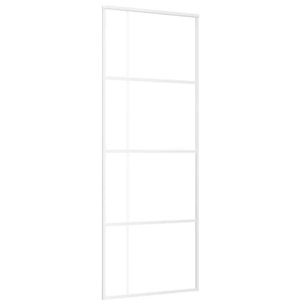 Porte coulissante Verre ESG et aluminium 76x205 cm Blanc pour porte intérieure