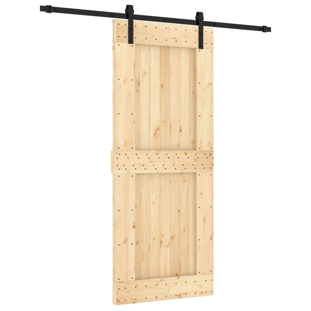 Verrou à code Porte coulissante et kit de quincaillerie 85x210 cm pin massif
