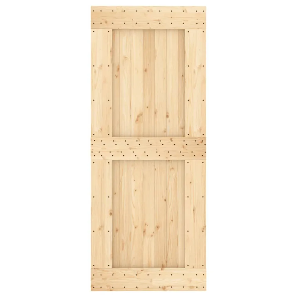 Verrou à code Porte coulissante et kit de quincaillerie 85x210 cm pin massif