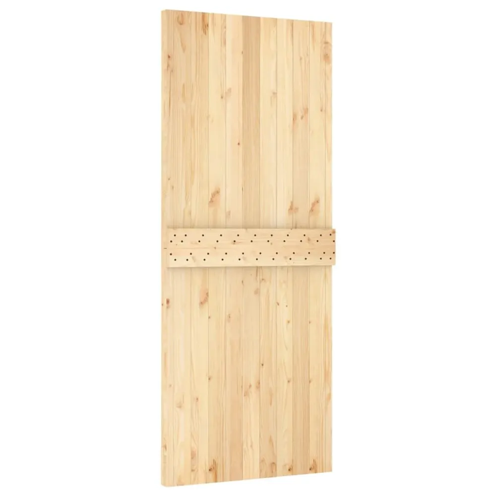 Verrou à code Porte coulissante et kit de quincaillerie 85x210 cm pin massif