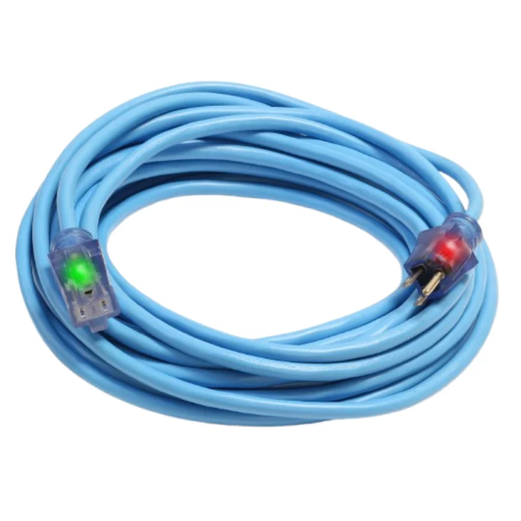 100FT 12/3 SJEOW Light Indicator Outdoor Frais Weather Extension Cord Blue