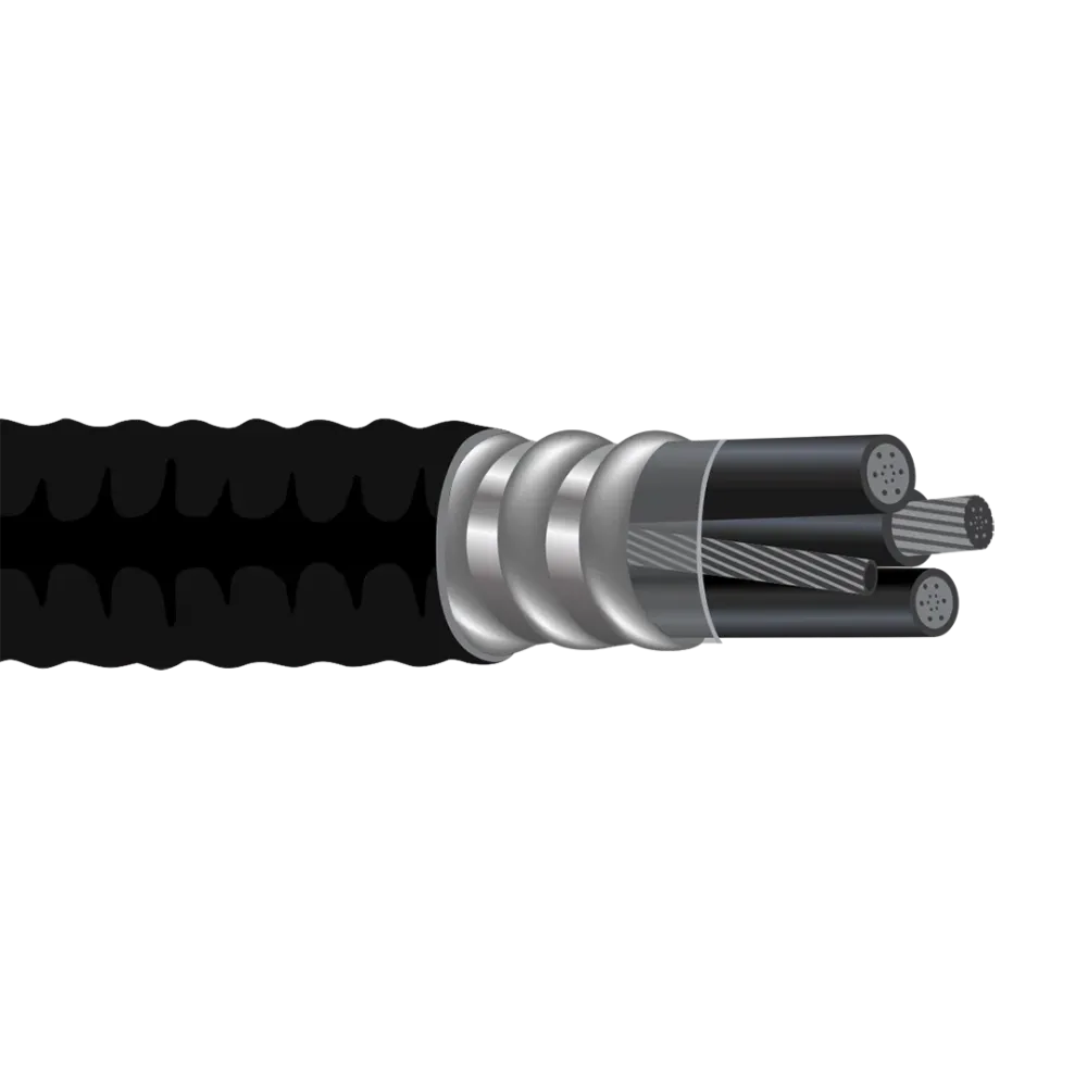 250-3C W/G Aluminum interlocked Armor AIA Copper Conductor Type MC Metal Clad VINYLE Jacket Power Cable