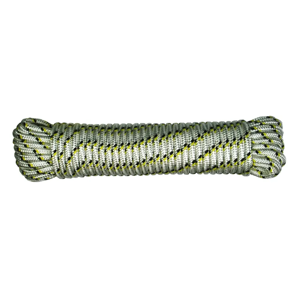 Corde à linge en tissu synthétique de 7/32'', blanche et jaune - 50'
