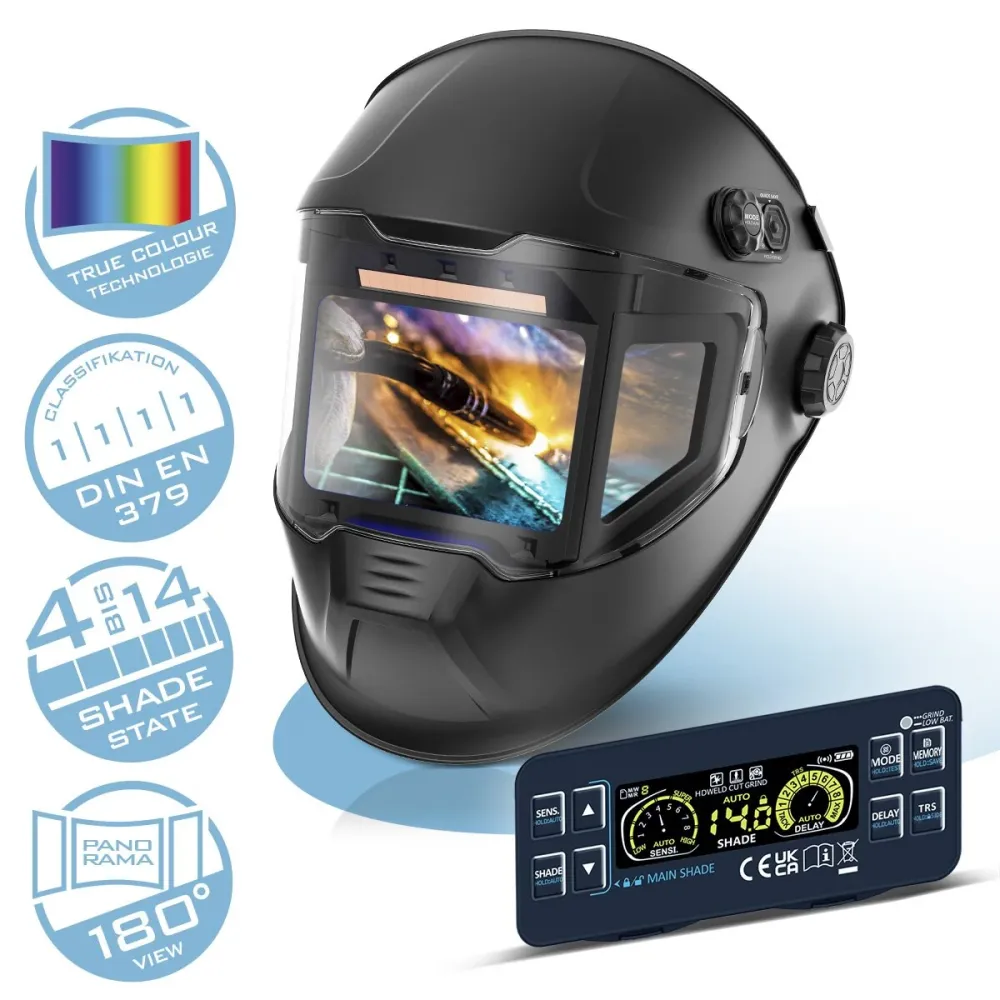 Casque de soudage automatique en acierworks Casque de soudage 3-en-1 avec champ de visualisation de 180 °, affichage de co...