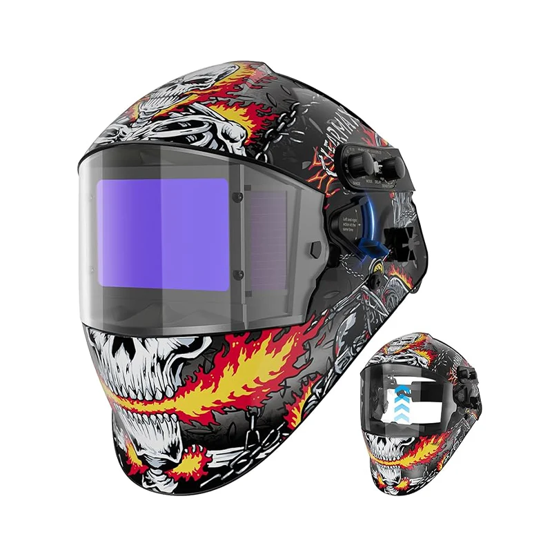 Casque de soudage à obscurcissement automatique, vue latérale, écran de visualisation fort grand 8,46 "x 2,75", couleur vraie