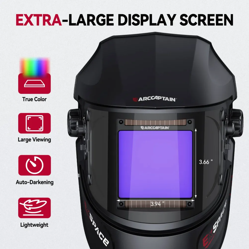 Casque de soudure assombrissant automatique de grande vue 3,94" casque de soudure de couleur vraie de X3.66"