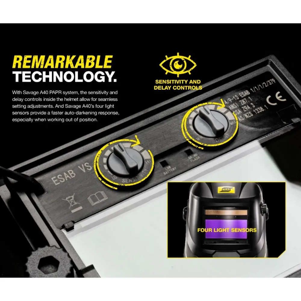Ensemble de casque de soudage ESAB Savage A40 PAPR 0700002400