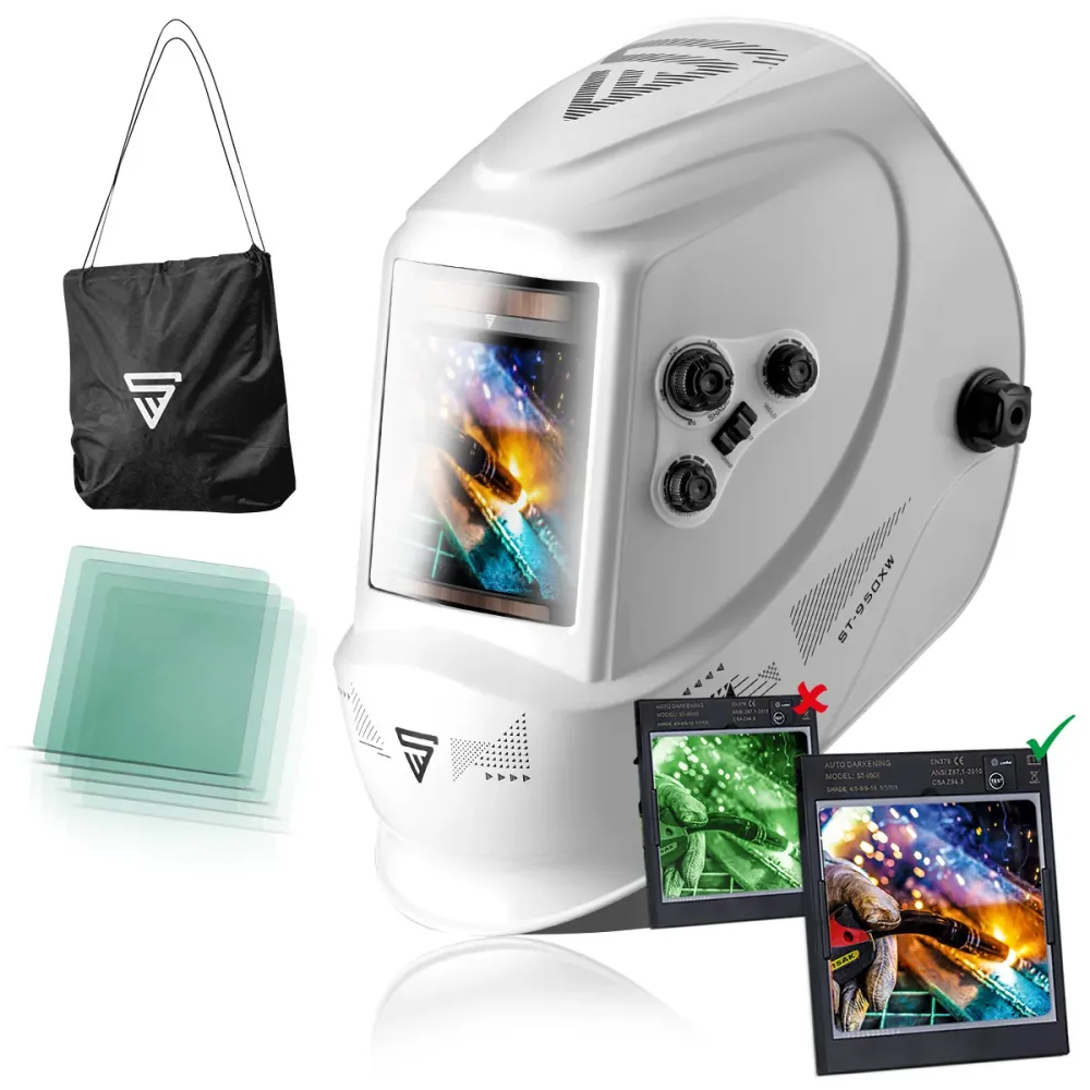 Stahlwerk Schweißhelm ST-950 XW Couleur réelle automatique complète avec 3 en 1 fonction blanche brillante
