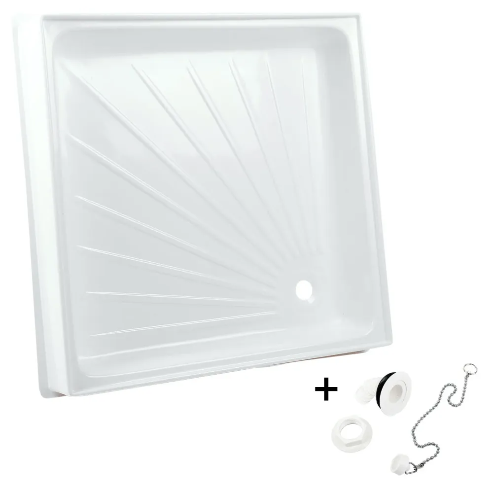 Roulette de Wohnwagen Duschwanne (BxTXH) 60 x 60 x 10 cm + Ablaufgarnitur