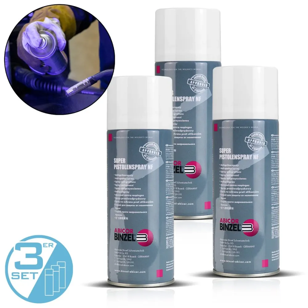 Abicor Binzel Super Pistolspray NF 3 Set 400 ml de Spray de protection du soudage | Spray de séparation | Spray distant |...