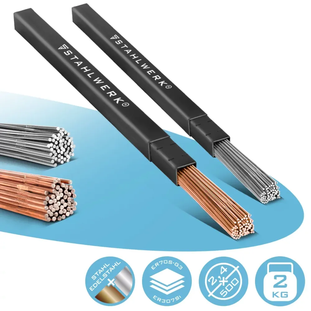 Steelworks Wig Soudage Sticks Métal / acier inoxydable / Ø 2,5 / 2,4 mm x 500 mm dans l'ensemble pratique / 1 kg / y compr...