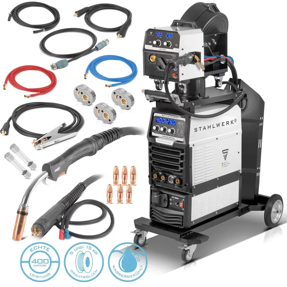 Acier MIG MIG MAG 400 Pro entièrement syngique, onduleur IGBT refroidi par eau avec 400 et fonction d'impulsion 3-en-1 Sys...