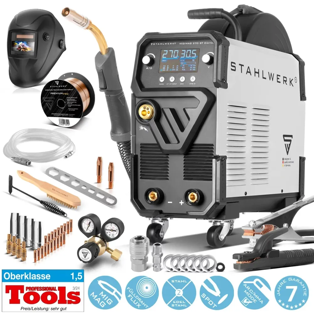 En acier Mill Mig Mag 270 Digital Full Equipment IGBT 4-en-1 Dispositif de soudage de gaz protecteur | Onduleur avec 270 ,...