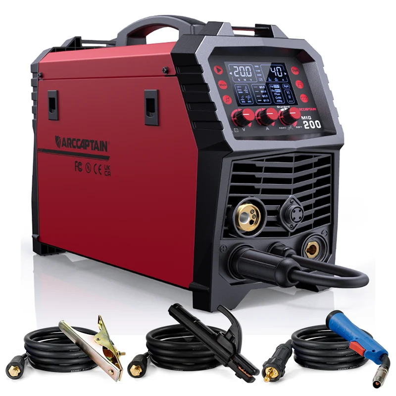 ARCCAPTAIN – Machine à souder MIG 6 en 1, soudeurs à gaz 200A avec noyau de Flux MIG/Stick/Lift TIG/soudage par points/fon...