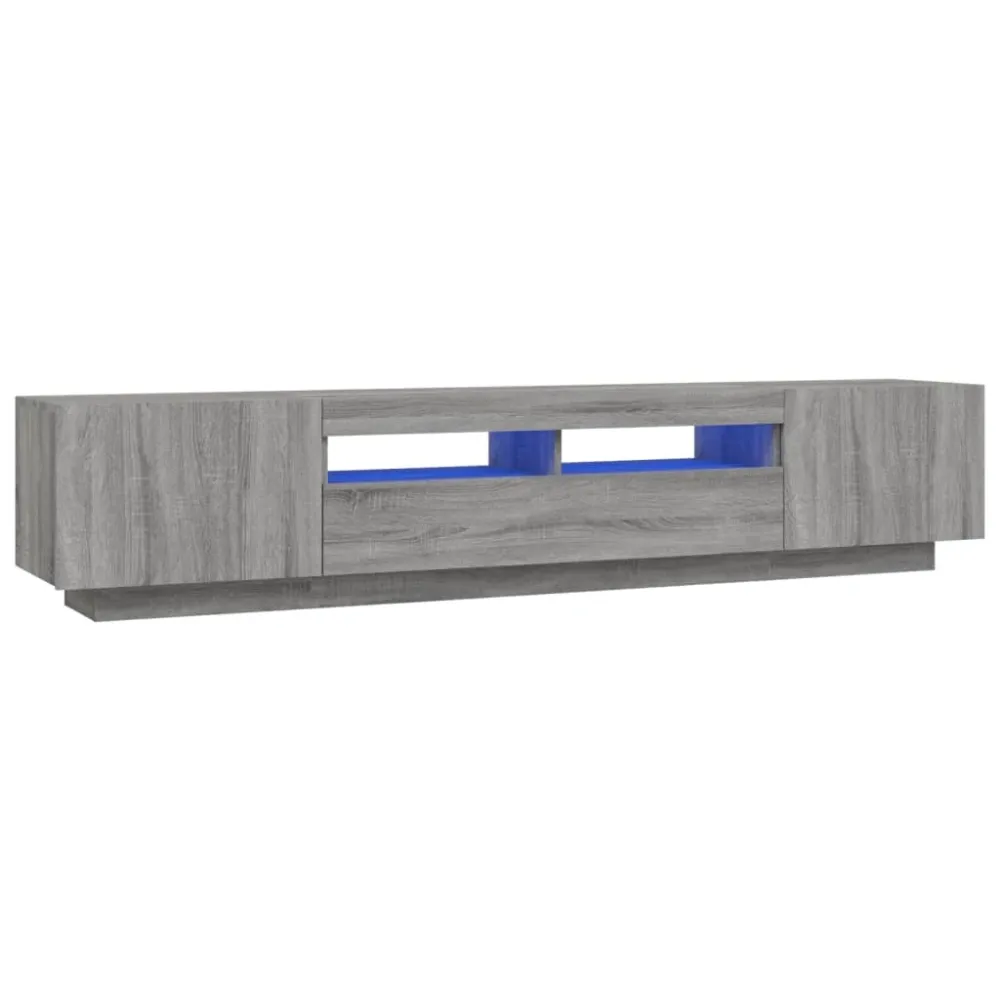 Ensemble de meubles armoire buffet TV télévision salon chambre séjour avec lumières LED 2 pièces sonoma gris 02_0025337