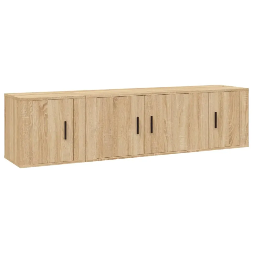 Ensemble de meubles armoire buffet TV télévision salon chambre séjour 3 pièces chêne sonoma bois d'ingénierie brun 02_0024616