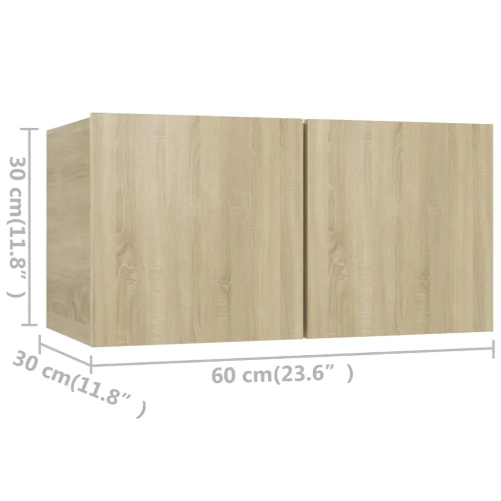 Ensemble de meubles armoire buffet TV télévision salon chambre séjour 4 pièces chêne sonoma bois d'ingénierie brun 02_0024804