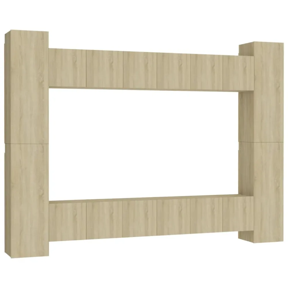Ensemble de meubles armoire buffet TV télévision salon chambre séjour 10 pièces chêne sonoma bois d'ingénierie brun 02_002...
