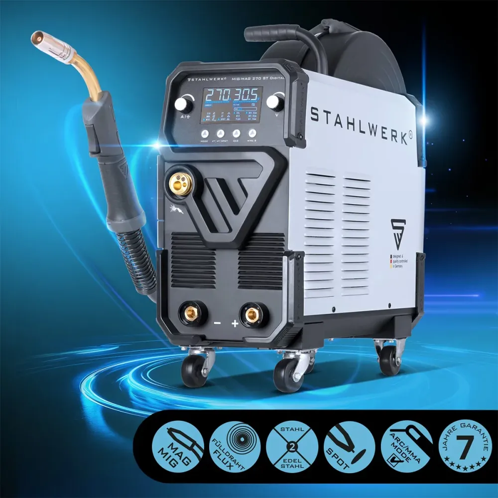 Machine de soudage Steelworks MIG MAG 270 DIGILE IGBT 4-en-1 Dispositif de soudage de gaz protecteur | Onduleur avec 270 ,...