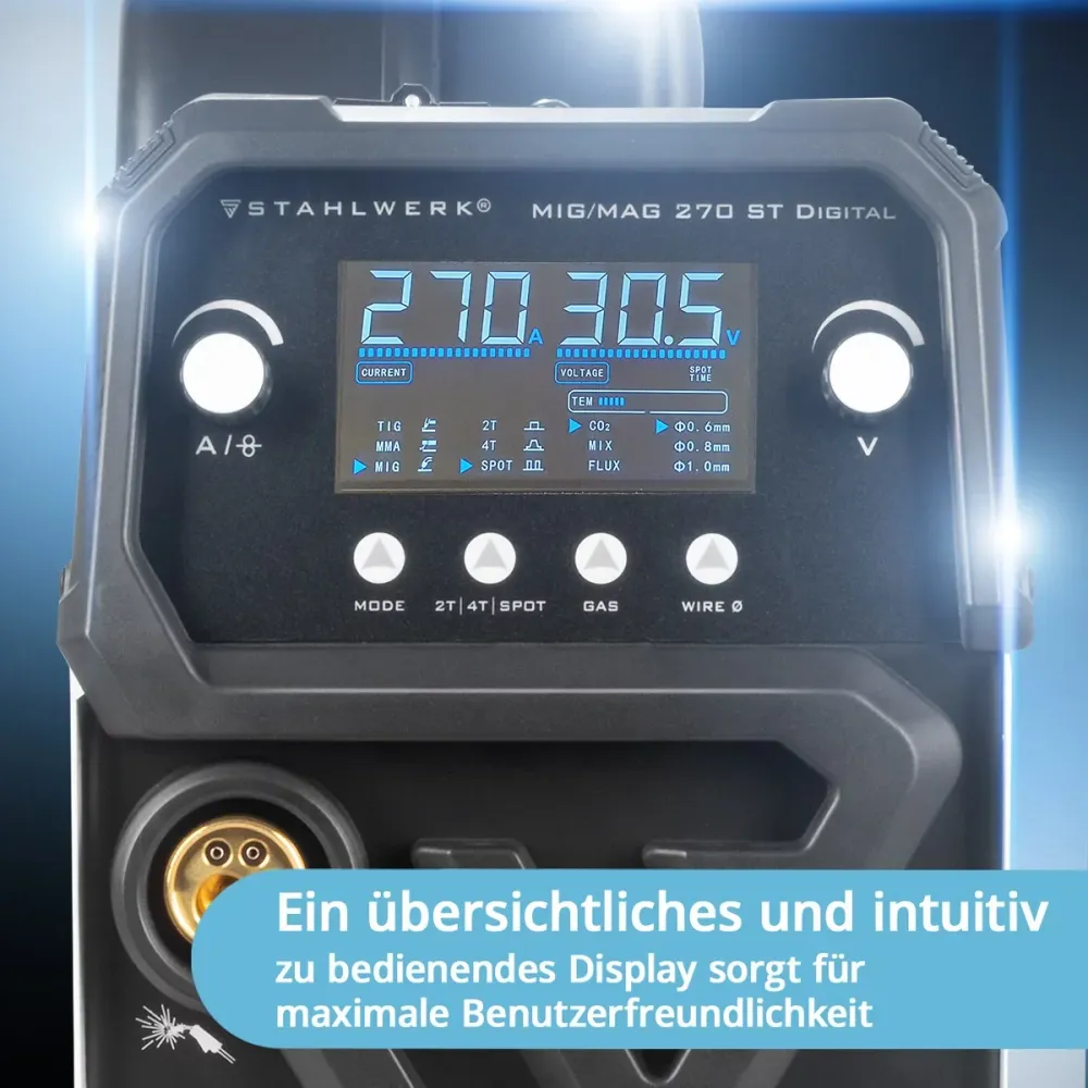 Machine de soudage Steelworks MIG MAG 270 DIGILE IGBT 4-en-1 Dispositif de soudage de gaz protecteur | Onduleur avec 270 ,...