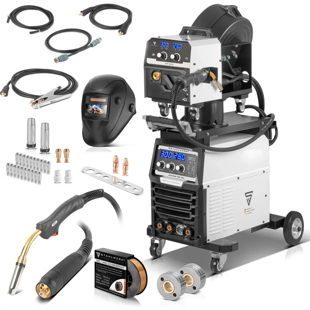 Machine de soudage Steelworks MIG MAG 300 Pro Full Equipment de l'onduleur IGBT total avec 300 et fonction d'impulsion 3-e...