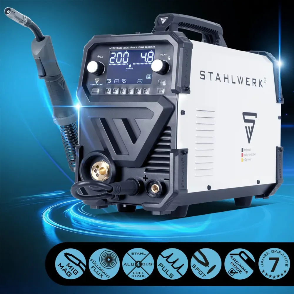 Stahlwerk Mig Mag 200 Spot Puls Pro Protection Numérique Protection Dispositif de soudage à gaz | Onduleur IGBT avec 200 ,...