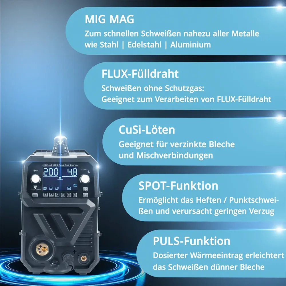 Stahlwerk Mig Mag 200 Spot Puls Pro Protection Numérique Protection Dispositif de soudage à gaz | Onduleur IGBT avec 200 ,...