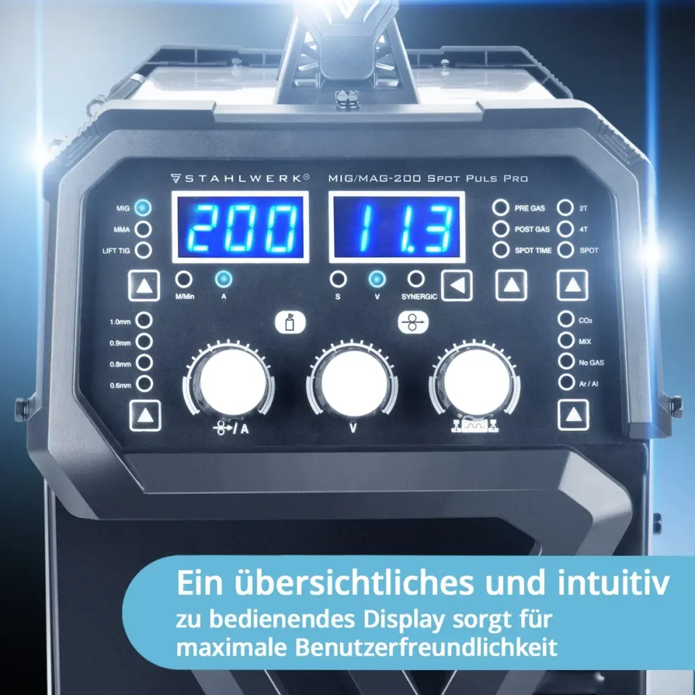 Steel Mill Mig Mag 200 SPOT PULS PRO FULLE ÉQUIPEMENT, onduleur IGBT entièrement syngique, dispositif de combinaison 5 sur...