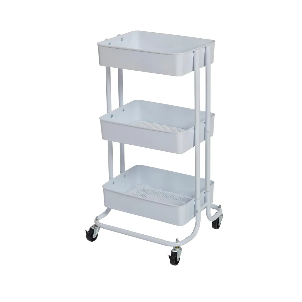 Aqua 3 Tier Kitchen Storage Rack Wheels - Blanc pur avec Garantie 5 Ans
