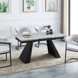 Multiprise angulaire Table Rallonge Gulliver 160/240 CM En métal Noir Marbre Blanc