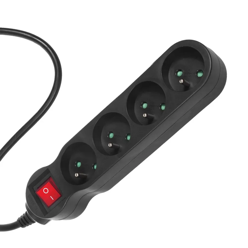 Rallonge 4 broches avec Maclean Energy MCE180 2300W noir 1,4 m pour ordinateurs et périphériques