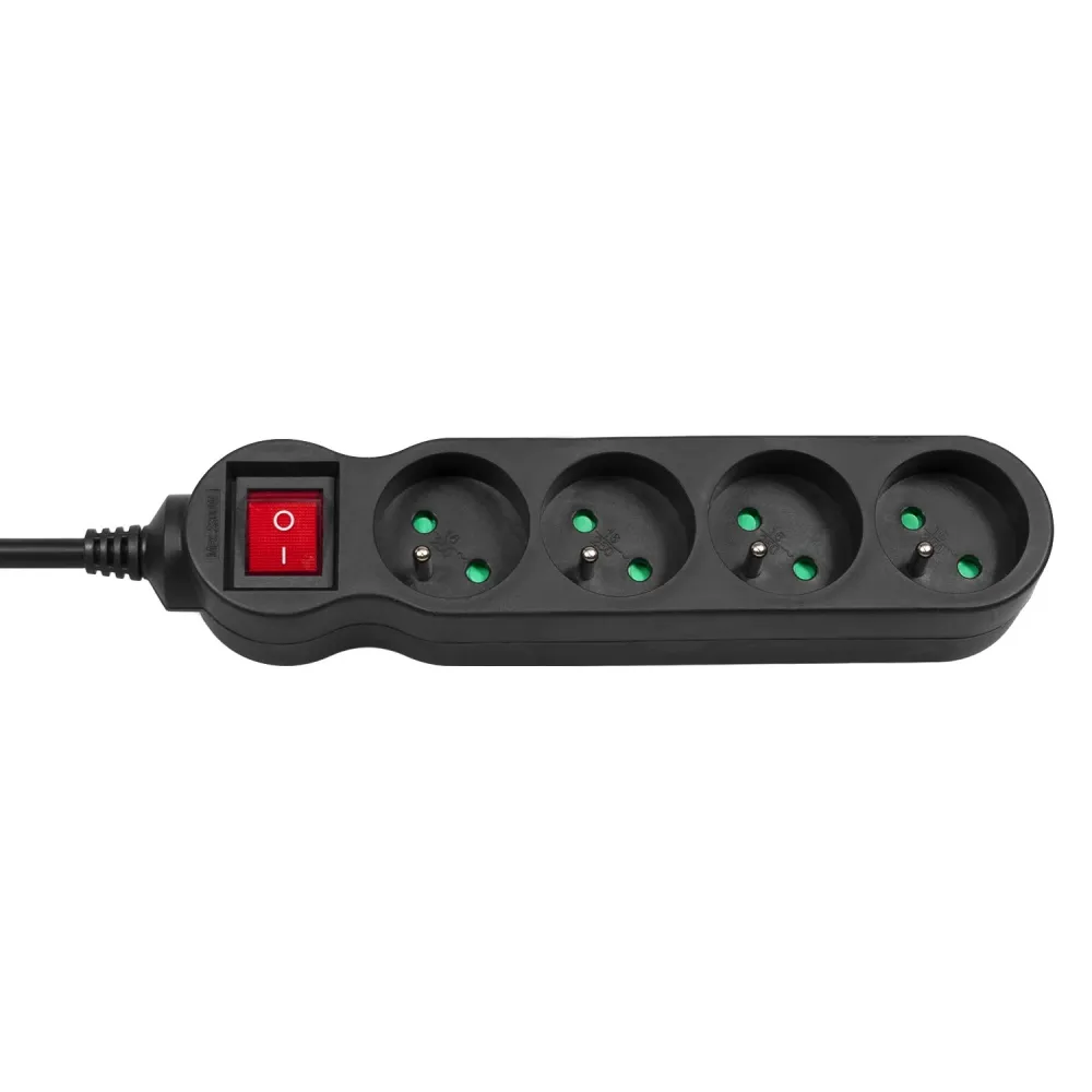 Rallonge 4 broches avec Maclean Energy MCE180 2300W noir 1,4 m pour ordinateurs et périphériques