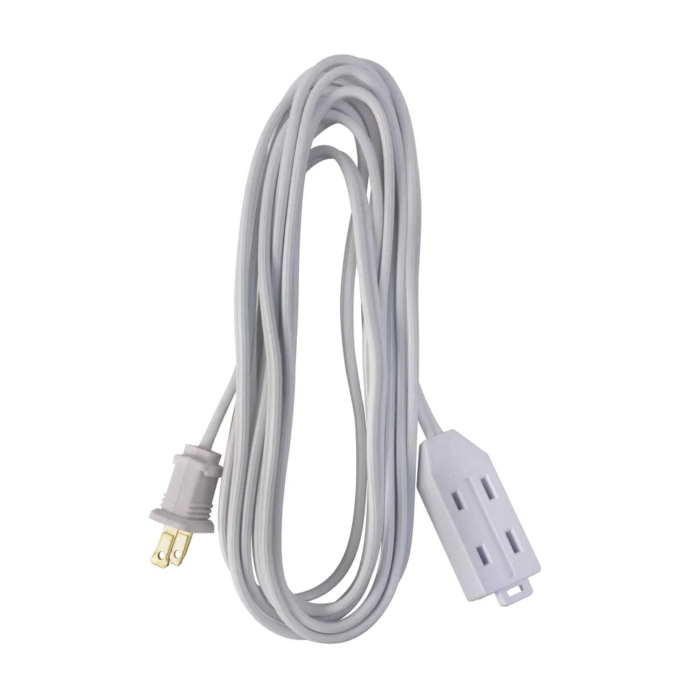 Rallonge électrique à cordon 16/2 SPT-2 de 4,5 m à 3 prises, blanc avec protection contre les surtensions 900J
