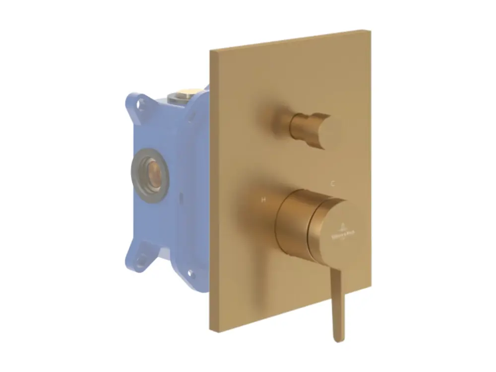Façade mécanique avec inverseur Conum Texturé Gold + corps encastré | Résistant à l'humidité |