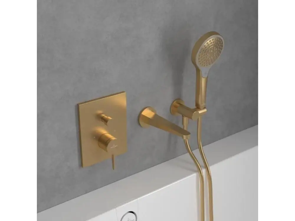 Façade mécanique avec inverseur Conum Texturé Gold + corps encastré | Résistant à l'humidité |