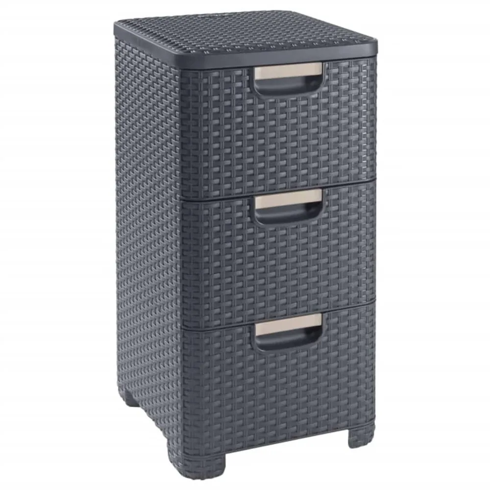 Curver Armoire à tiroirs Style 3x14L Anthracite avec 10 compartiments
