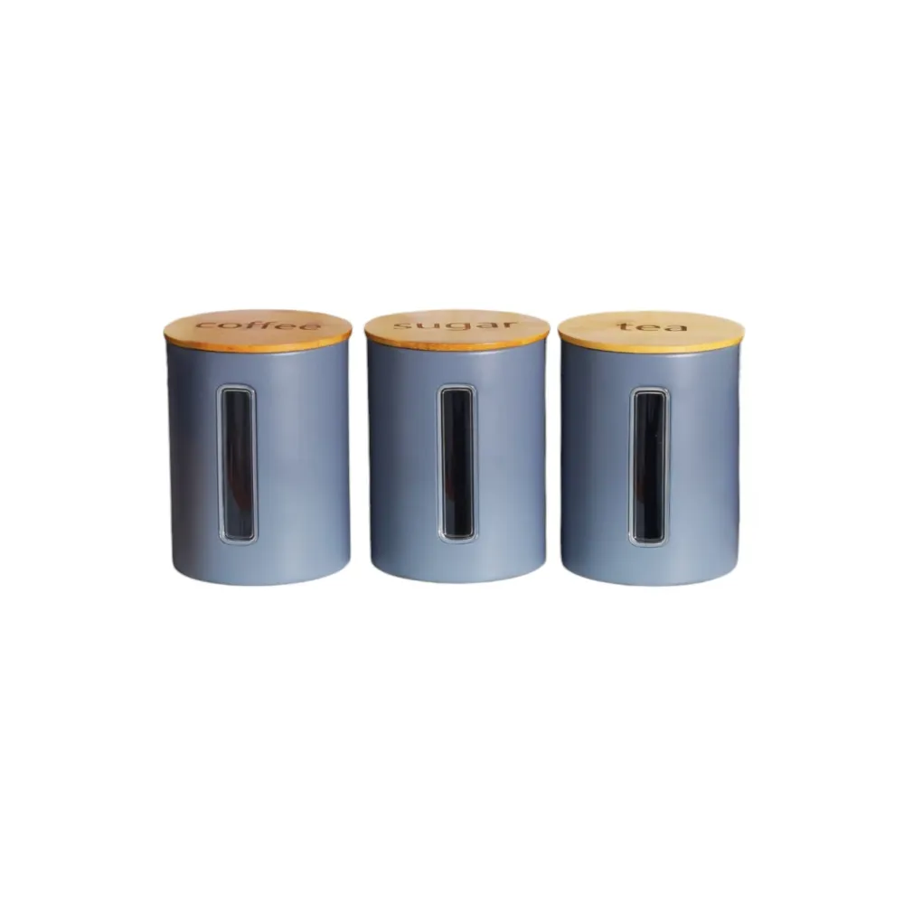 Kitchen Life French 3 Piece Canister Set - Grey (Capacité 150 L)